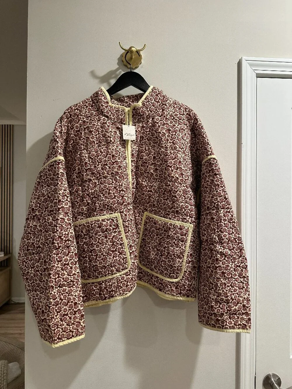 FREE PEOPLE Chloe Jacket in Maroon Combo Size X-Large NWT